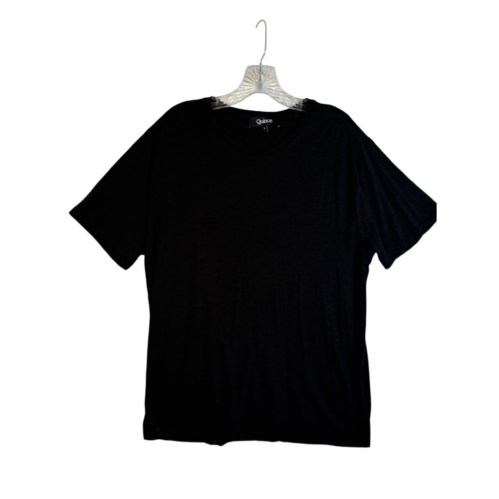 Quince All Season T-Shirt Mens L Black 100% Merino Wool Short Sleeve Base Layer